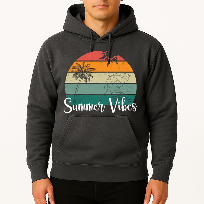 Summer Vibes Palm Trees Retro Sunset Hoodie