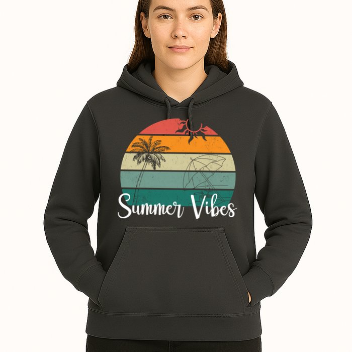 Summer Vibes Palm Trees Retro Sunset Hoodie