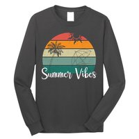 Summer Vibes Palm Trees Retro Sunset Long Sleeve Shirt