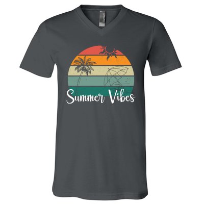 Summer Vibes Palm Trees Retro Sunset V-Neck T-Shirt