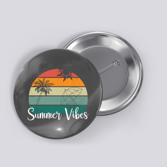 Summer Vibes Palm Trees Retro Sunset Button