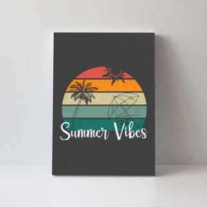 Summer Vibes Palm Trees Retro Sunset Canvas