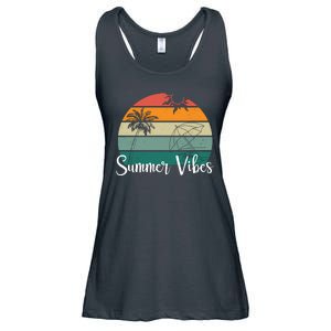 Summer Vibes Palm Trees Retro Sunset Ladies Essential Flowy Tank