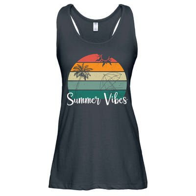 Summer Vibes Palm Trees Retro Sunset Ladies Essential Flowy Tank