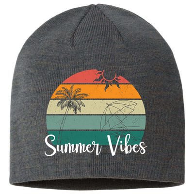 Summer Vibes Palm Trees Retro Sunset Sustainable Beanie