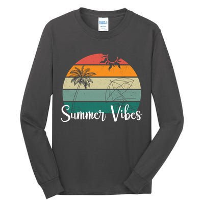 Summer Vibes Palm Trees Retro Sunset Tall Long Sleeve T-Shirt