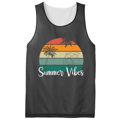 Summer Vibes Palm Trees Retro Sunset Mesh Reversible Basketball Jersey Tank