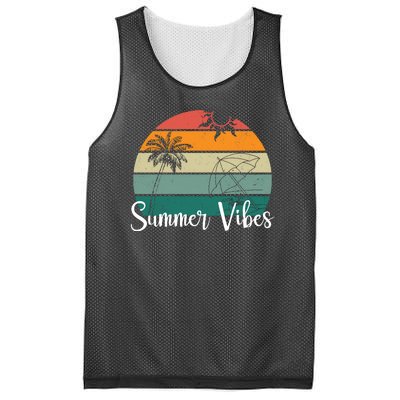 Summer Vibes Palm Trees Retro Sunset Mesh Reversible Basketball Jersey Tank