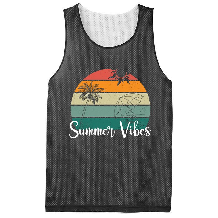 Summer Vibes Palm Trees Retro Sunset Mesh Reversible Basketball Jersey Tank