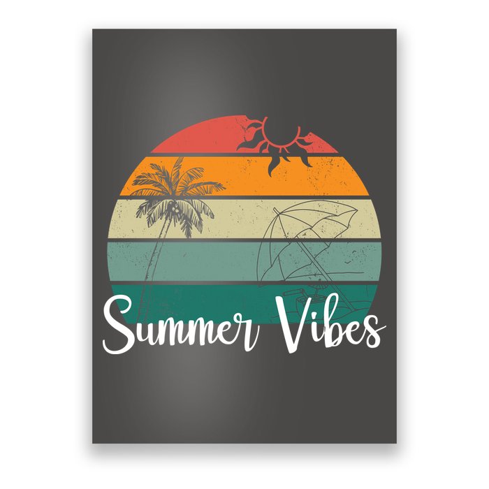 Summer Vibes Palm Trees Retro Sunset Poster