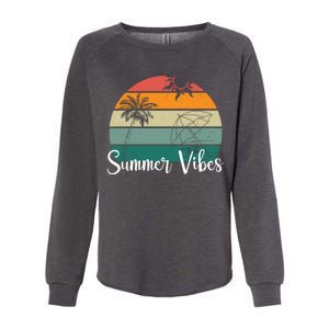 Summer Vibes Palm Trees Retro Sunset Womens California Wash Sweatshirt