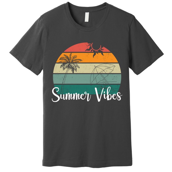 Summer Vibes Palm Trees Retro Sunset Premium T-Shirt