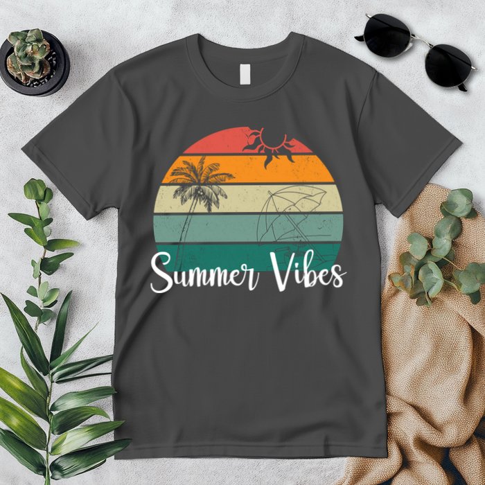 Summer Vibes Palm Trees Retro Sunset Premium T-Shirt