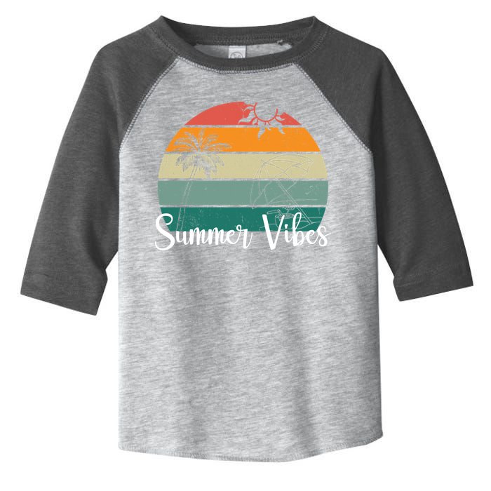 Summer Vibes Palm Trees Retro Sunset Toddler Fine Jersey T-Shirt