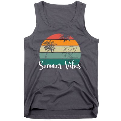 Summer Vibes Palm Trees Retro Sunset Tank Top