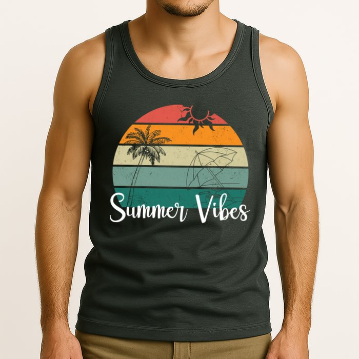 Summer Vibes Palm Trees Retro Sunset Tank Top