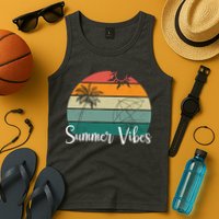 Summer Vibes Palm Trees Retro Sunset Tank Top