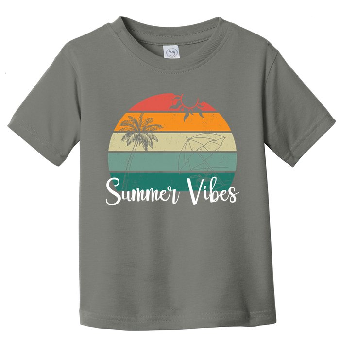 Summer Vibes Palm Trees Retro Sunset Toddler T-Shirt