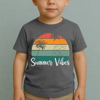 Summer Vibes Palm Trees Retro Sunset Toddler T-Shirt
