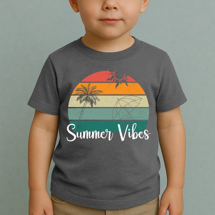 Summer Vibes Palm Trees Retro Sunset Toddler T-Shirt