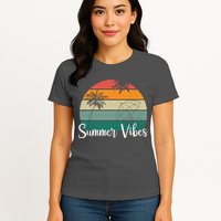 Summer Vibes Palm Trees Retro Sunset Womens T-Shirt