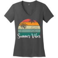 Summer Vibes Palm Trees Retro Sunset Women's V-Neck T-Shirt
