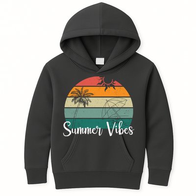 Summer Vibes Palm Trees Retro Sunset Kids Hoodie
