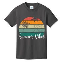 Summer Vibes Palm Trees Retro Sunset Kids T-Shirt