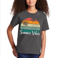 Summer Vibes Palm Trees Retro Sunset Kids T-Shirt