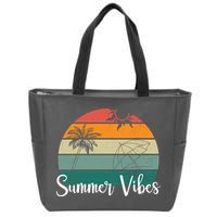 Summer Vibes Palm Trees Retro Sunset Zip Tote Bag
