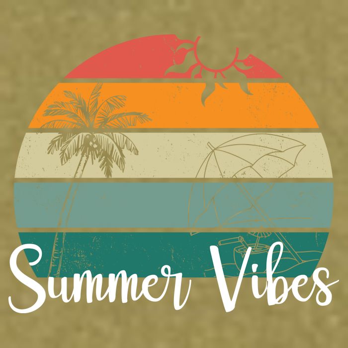 Summer Vibes Palm Trees Retro Sunset Garment-Dyed Women's Muscle Tee