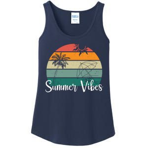 Summer Vibes Palm Trees Retro Sunset Ladies Essential Tank