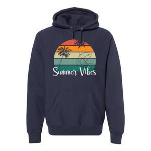 Summer Vibes Palm Trees Retro Sunset Premium Hoodie