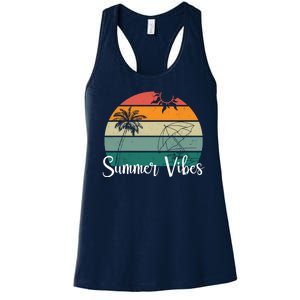 Summer Vibes Palm Trees Retro Sunset Women's Racerback Tank