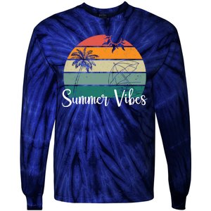 Summer Vibes Palm Trees Retro Sunset Tie-Dye Long Sleeve Shirt