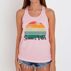 Summer Vibes Palm Trees Retro Sunset Women's Knotted Racerback Tank