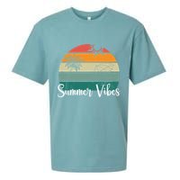 Summer Vibes Palm Trees Retro Sunset Sueded Cloud Jersey T-Shirt