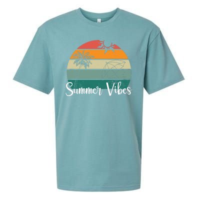 Summer Vibes Palm Trees Retro Sunset Sueded Cloud Jersey T-Shirt