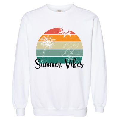 Summer Vibes Palm Trees Retro Sunset Garment-Dyed Sweatshirt