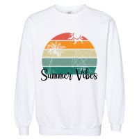 Summer Vibes Palm Trees Retro Sunset Garment-Dyed Sweatshirt