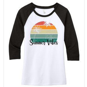 Summer Vibes Palm Trees Retro Sunset Women's Tri-Blend 3/4-Sleeve Raglan Shirt