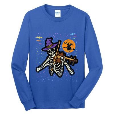 Skeleton Violin Player Halloween Costume Violinist Musician Tall Long Sleeve T-Shirt