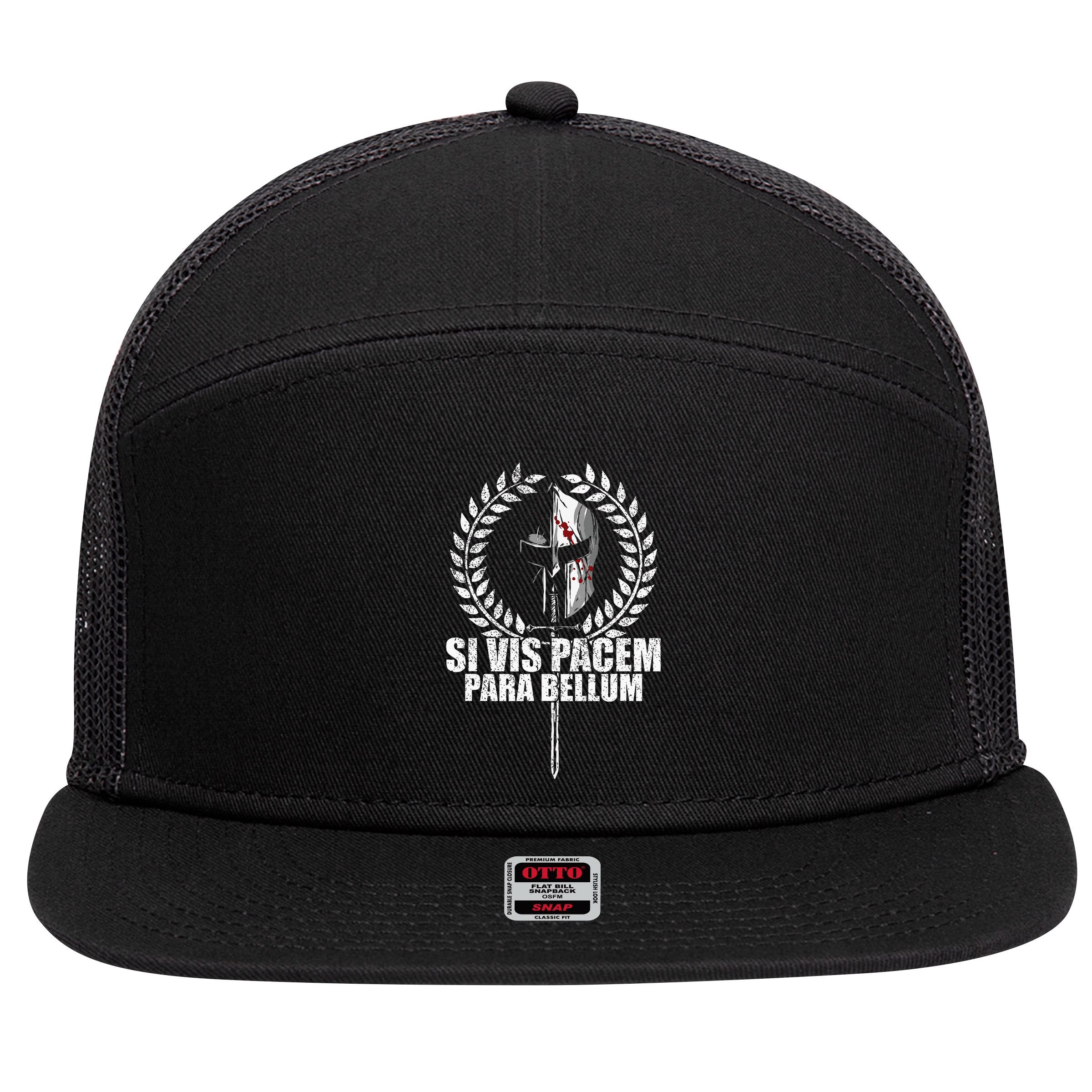 Si Vis Pacem Para Bellum Latin Wisdom Proverb 7 Panel Mesh Trucker Snapback Hat