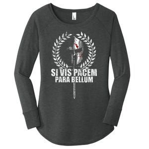 Si Vis Pacem Para Bellum Latin Wisdom Proverb Women's Perfect Tri Tunic Long Sleeve Shirt