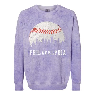 Skyline Vintage Philadelphia Baseball Fans Colorblast Crewneck Sweatshirt