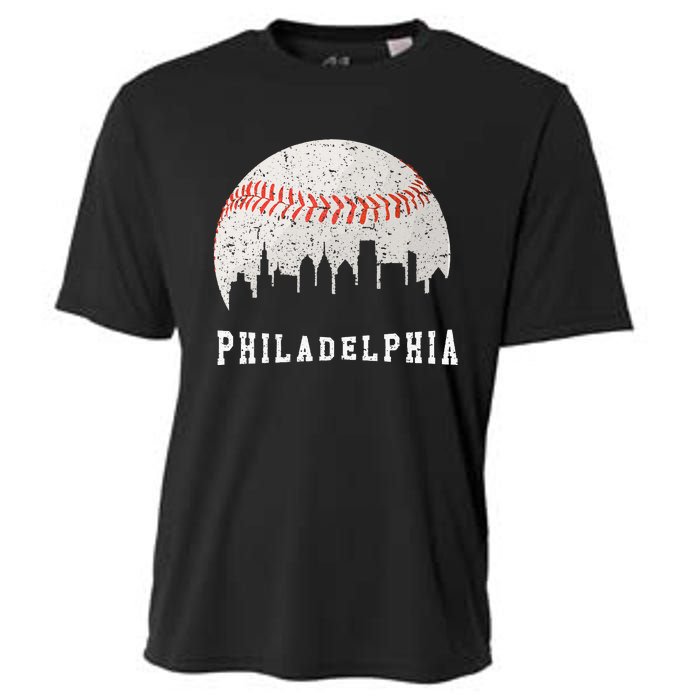 Skyline Vintage Philadelphia Baseball Fans Cooling Performance Crew T-Shirt