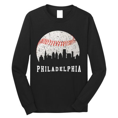 Skyline Vintage Philadelphia Baseball Fans Long Sleeve Shirt