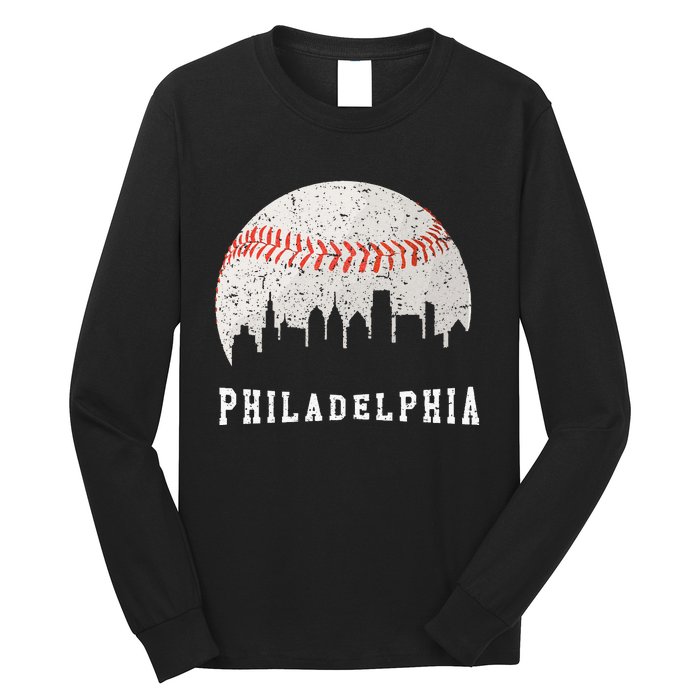 Skyline Vintage Philadelphia Baseball Fans Long Sleeve Shirt