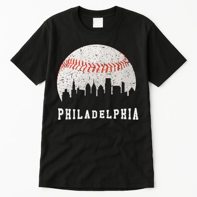 Skyline Vintage Philadelphia Baseball Fans Tall T-Shirt