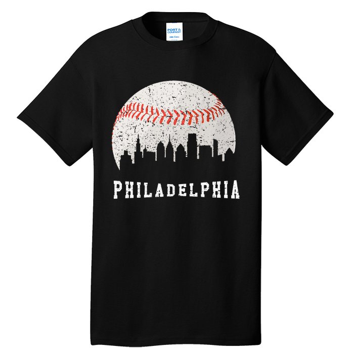 Skyline Vintage Philadelphia Baseball Fans Tall T-Shirt